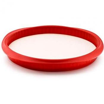 Lékué Duo Quiche Molde Desmontable, Cerámica y Silicona, Rojo, 28 cm