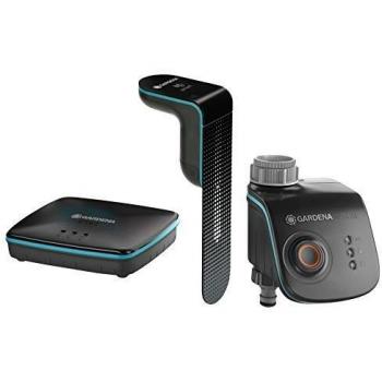GARDENA Set de control de sensores smart: sistema de riego inteligente para más de 6 zonas, incluido smart Water Control/smart Sensor/smart Gateway, controlable con aplicación smart