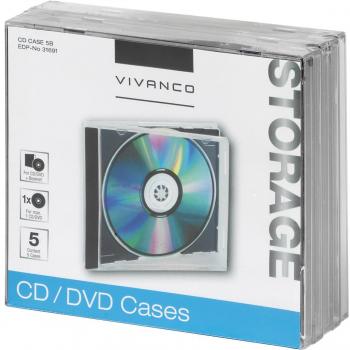 Vivanco Jewel - Lote de fundas para CD y DVD negro 5er Pack