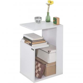 SoBuy FBT69-W Mesa Auxiliar con 2 Estantes, Consola, Mesita de Noche para Salón Comedor