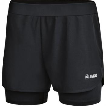 Pantalón corto de mujer Jako 2-en-1, color negro, talla 38