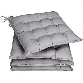 Set de 4 cojines para sillas Cozy Gris 41x37x5cm, interior y exterior, efecto visco