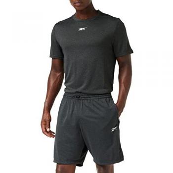 Reebok Wor Melange Shorts Negro S Hombre Pantalón Corto Deportivo de Entrenamiento, Tejido Transpirable, Diseño Moderno, Cintura Elástica con Cordón Ajustable, Bolsillos Laterales