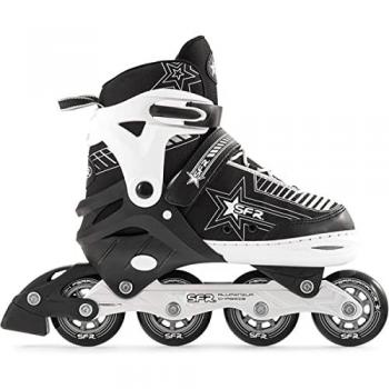 Patines en línea SFR Pulsar Ajustables para Niños, Color Negro-Blanco-Plata, Talla 30.5-34