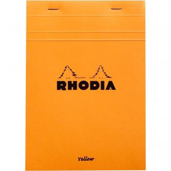 Bloc de notas Rhodia naranja, papel amarillo, tamaño DIN A5 (14,8x21 cm), cuadriculado