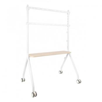 TooQ iLOVE Soporte de Suelo con Ruedas para Pantalla de TV de 49 a 80, Máx. 50Kg, VESA hasta 600x400mm, Color Blanco y Haya