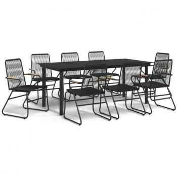9 Piece Black PVC Rattan Garden Dining Set