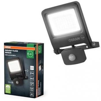 Proyector LED OSRAM ENDURA Flood 30W con sensor de movimiento, 4000K, 3000 lúmenes, IP44, gris