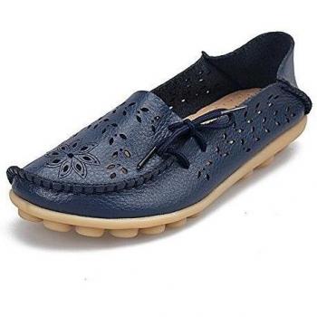 Lucksender - Mocasines de Piel para mujer, color Azul, talla 38,5 EU