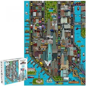 Puzzle 8-Bit Pixelado de Nueva York - 1000 Piezas, Nivel 3, para Niños y Adultos, 70 x 50 cm