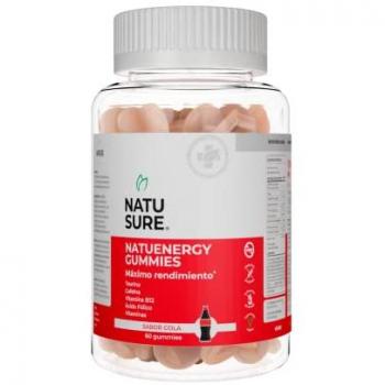 Gominolas vitamínicas Natuenergy 60 gominolas (Cola) - Natusure, Vitaminas A, B12, C, D y E, Cafeína y Taurina - Favorece tu Rendimiento Fís