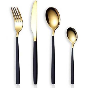 HOMQUEN Juego de Cubiertos de Cubiertos de 24 Piezas, Utensilios de Acero Inoxidable Juego de Servicio para 6, Apto para Lavavajillas