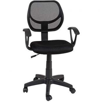 RAC TLV-MC009-BLUE Silla de Oficina Giratoria Ajustable Con Reposabrazos Escritorio Sillon Despacho, NEGRO