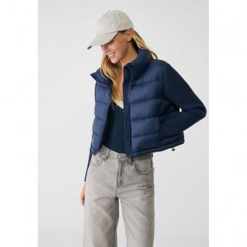 Navy Blue Contrast Knit Puffer Jacket Size L