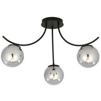 Lámpara de Techo Boston EPIKASA, Acero con recubrimiento de polvo y Vidrio, Color Negro y Gris, Dimensiones 70x37x65 cm