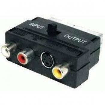ElectroDH Adaptador Euro Macho A 3RCA MiniDin4P con Conmutador 37.404