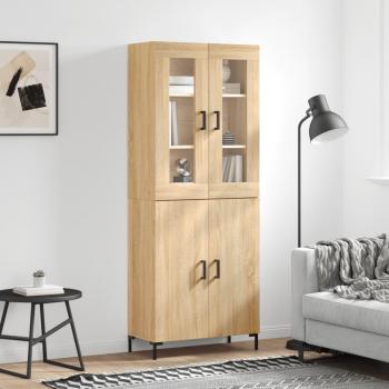 Aparador alto de madera contrachapada color roble Sonoma 69,5x34x180 cm