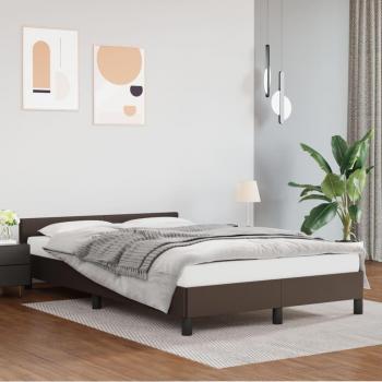 Cabecero de cama marrón de 120x200 cm sin colchón, estructura de cuero sintético