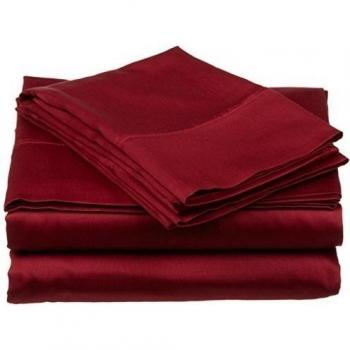 British elección de lino algodón egipcio 600-thread-count satén funda de edredón & pillowcoase., Burgundy Solid, UK King
