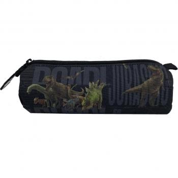 Estuche portatodo Jurassic World Roar de CYP Brands, diseño redondo en negro y multicolor
