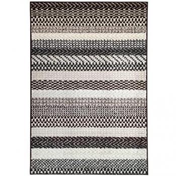 Alfombra de Salón Candela | 100% Polipropileno | Grosor 11MM | Base de Yute Antideslizante | Diseño Rayas Elegantes | 133x190 cm