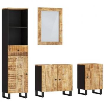 Conjunto de muebles de baño 4 piezas madera maciza de mango