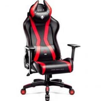 Silla Gaming Diablo X-Horn 2.0, Diseño Ergonómico, Apoyabrazos 3D, Función de Inclinación, Cuero Sintético, Negro-Rojo, Talla Normal (L)