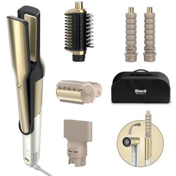 Moldeador Secador y Plancha 5 en 1 Shark Glam HD6051SEU - Alisado, Rizos y Ondas, 1500 W, 220°C, Dorado