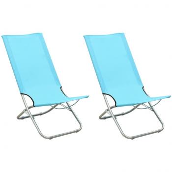Sillas de playa plegables 2 unidades tela turquesa