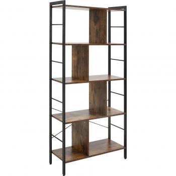 Estantería Librería de 4 Niveles con 8 Compartimentos de Almacenamiento Marrón Rústico