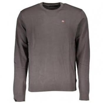 Napapijri Men's Dark Grey Embroidered Crew Neck Sweater Size M