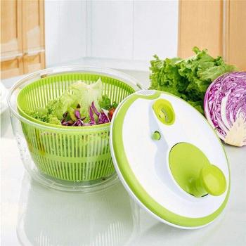 Secador Giratorio de Lechuga VOGVIGO - Deshidratador Manual de Ensaladas y Verduras, ABS, Alta Velocidad, Cesta Escurridora