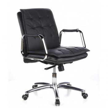 hjh OFFICE 600930 Silla de Oficina VILLA 10 cuero negro, Silla giratoria brazos, cómodamente acolchado