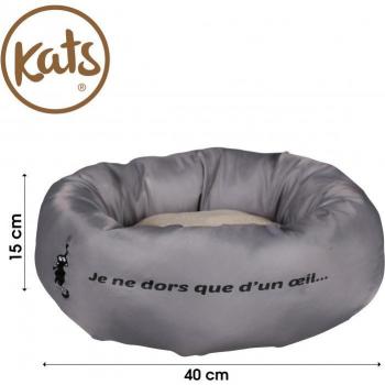 Cojín Donut para Gato o Perro - Gris - 40 cm de Diámetro x 15 cm de Altura - Suave, Lavable y Ideal para Invierno y Verano
