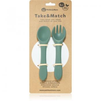 Petite&Mars Take&Match Silicone Cutlery Set - Misty Green (6 months+)