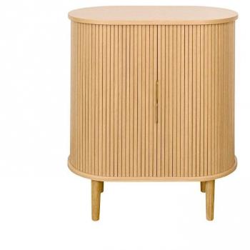 Aparador alto vintage con puertas correderas de madera clara de roble 70 cm - Miliboo - Epic