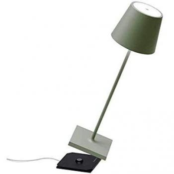 Lámpara de Mesa LED Poldina Pro Zafferano LD0340G3, recargable, regulable, color verde salvia