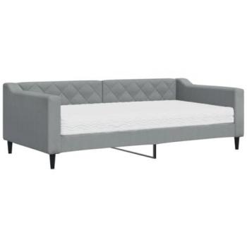 Sofá cama con colchón de Tela Gris Claro 90x190 cm