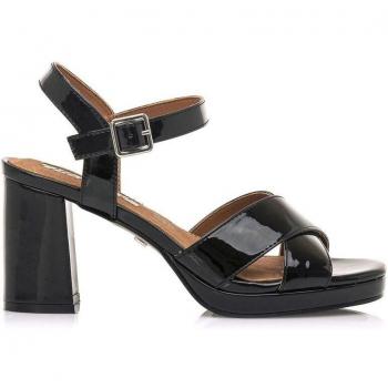Mariamare 68373 Sandalias de Tacón para Mujer con Pala Cruzada en Charol, Cierre de Hebilla y Puntera Redonda - Color Negro