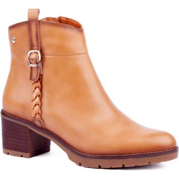 Botines de tacón de piel Pikolinos Llanes W7H-8578 Beige