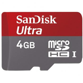 SanDisk SDSDQYA-004G-U46A Tarjeta de memoria microSD de 4 GB gris y rojo
