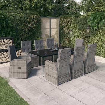 9-Piece Gray Garden Patio Dining Set with Cushions