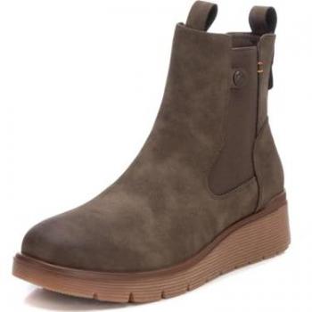 Botines Planos Refresh para Mujer - Modelo 172291 - Color Taupe - Con Cierre de Cremallera - Estilo Casual - Cómodos y Versátiles - Talla 36