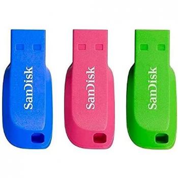 PACK 3 SANDISK CRUZER BLADE 32GB USB 2.0 AZUL ROSA VERDE