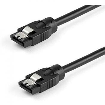 StarTech.com 24 Inch Round SATA Cable with Latching Connectors and 6Gbs Data Cord - Black