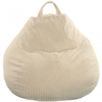 Puf Pera de Pana Beige 80 x 70 cm - Puff Salón Suave y Cómodo, Funda Lavable, Relleno Incluido, Ideal para Niños y Uso Gamer
