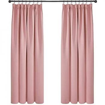 Deconovo Cortinas Opacas con Aislamiento Térmico para Salón Oficina Hotel Decorativas Fruncidas 2 Piezas 117x183cm Rosado