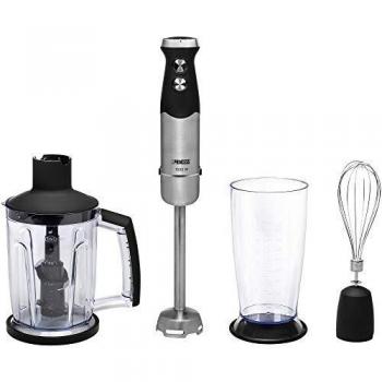 Princess 221221 - Set de batidora de mano XL con control de velocidad, 1000 W, incluye taza de medir XL, picador XL y batidor, acero Inoxidable, acabado de goma, negro