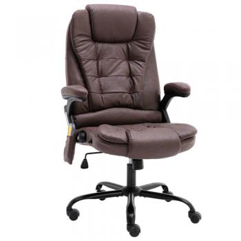 Silla de oficina de masaje piel de ante sintética marrón oscuro