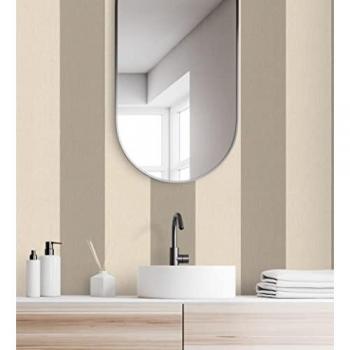 Papel Pintado Vinílico Rayas Anchas Marrones Efecto Textil en Relieve - Rollo 10 m x 0,53 m